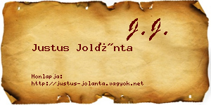 Justus Jolánta névjegykártya
